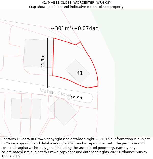 41, MABBS CLOSE, WORCESTER, WR4 0SY: Plot and title map