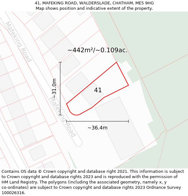 41, MAFEKING ROAD, WALDERSLADE, CHATHAM, ME5 9HG: Plot and title map