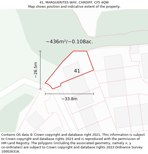 41, MARGUERITES WAY, CARDIFF, CF5 4QW: Plot and title map