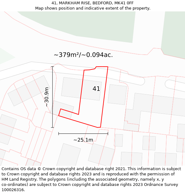 41, MARKHAM RISE, BEDFORD, MK41 0FF: Plot and title map