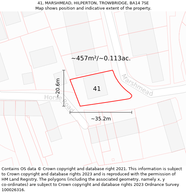 41, MARSHMEAD, HILPERTON, TROWBRIDGE, BA14 7SE: Plot and title map