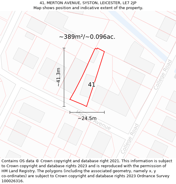 41, MERTON AVENUE, SYSTON, LEICESTER, LE7 2JP: Plot and title map