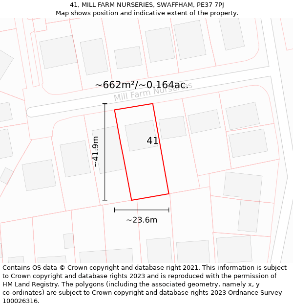 41, MILL FARM NURSERIES, SWAFFHAM, PE37 7PJ: Plot and title map