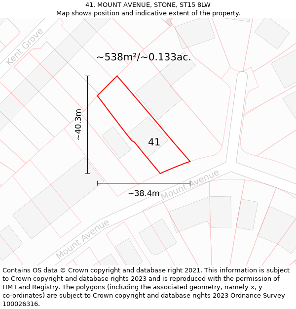 41, MOUNT AVENUE, STONE, ST15 8LW: Plot and title map