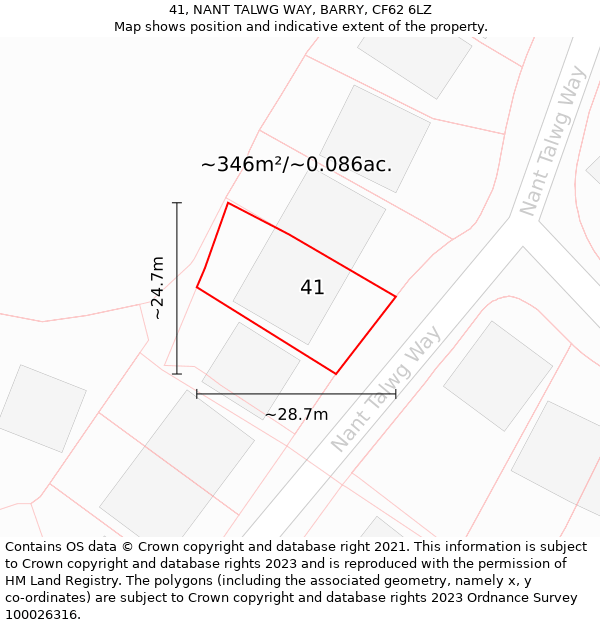 41, NANT TALWG WAY, BARRY, CF62 6LZ: Plot and title map