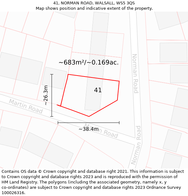 41, NORMAN ROAD, WALSALL, WS5 3QS: Plot and title map