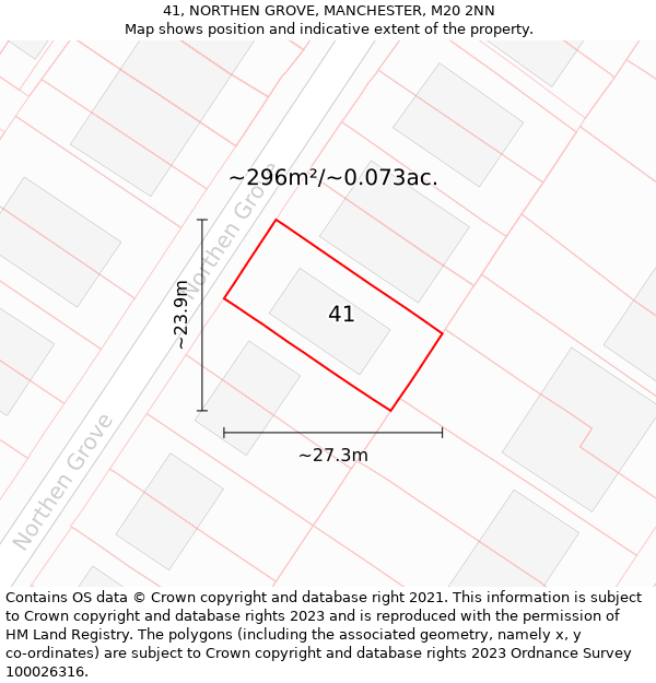 41, NORTHEN GROVE, MANCHESTER, M20 2NN: Plot and title map