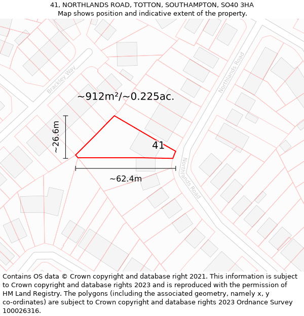 41, NORTHLANDS ROAD, TOTTON, SOUTHAMPTON, SO40 3HA: Plot and title map