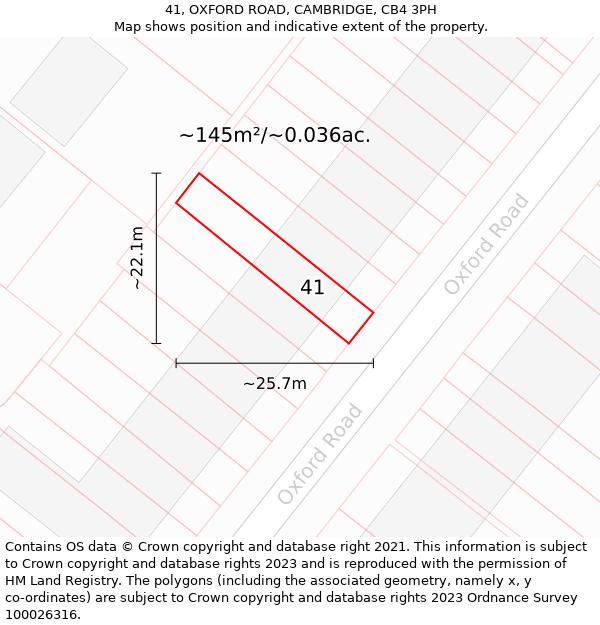 41, OXFORD ROAD, CAMBRIDGE, CB4 3PH: Plot and title map