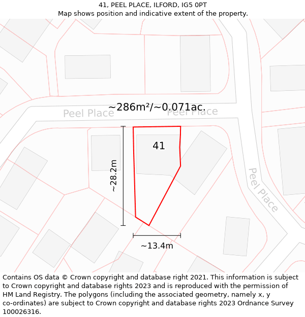 41, PEEL PLACE, ILFORD, IG5 0PT: Plot and title map