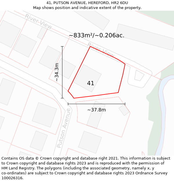 41, PUTSON AVENUE, HEREFORD, HR2 6DU: Plot and title map