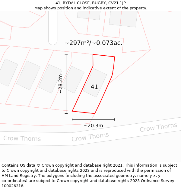 41, RYDAL CLOSE, RUGBY, CV21 1JP: Plot and title map