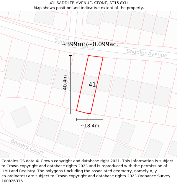 41, SADDLER AVENUE, STONE, ST15 8YH: Plot and title map