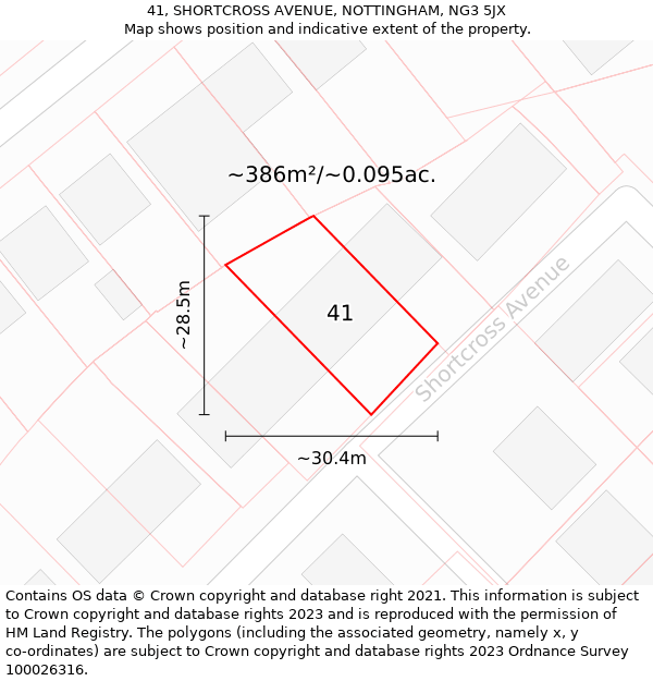 41, SHORTCROSS AVENUE, NOTTINGHAM, NG3 5JX: Plot and title map