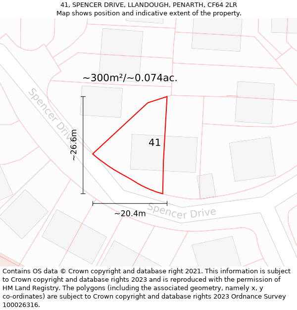 41, SPENCER DRIVE, LLANDOUGH, PENARTH, CF64 2LR: Plot and title map