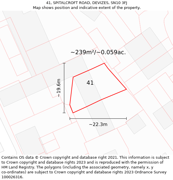 41, SPITALCROFT ROAD, DEVIZES, SN10 3FJ: Plot and title map