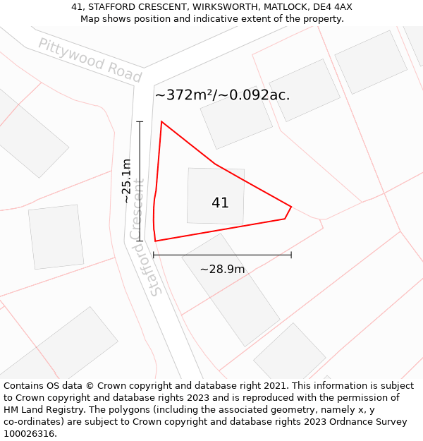 41, STAFFORD CRESCENT, WIRKSWORTH, MATLOCK, DE4 4AX: Plot and title map