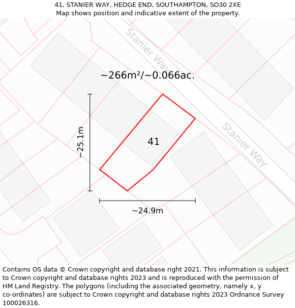 41, STANIER WAY, HEDGE END, SOUTHAMPTON, SO30 2XE: Plot and title map