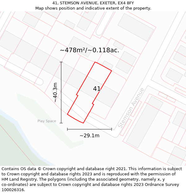 41, STEMSON AVENUE, EXETER, EX4 8FY: Plot and title map