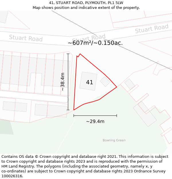 41, STUART ROAD, PLYMOUTH, PL1 5LW: Plot and title map