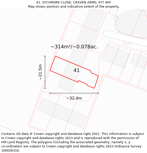 41, SYCAMORE CLOSE, CRAVEN ARMS, SY7 9AF: Plot and title map