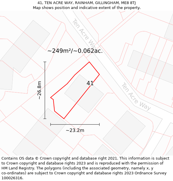 41, TEN ACRE WAY, RAINHAM, GILLINGHAM, ME8 8TJ: Plot and title map