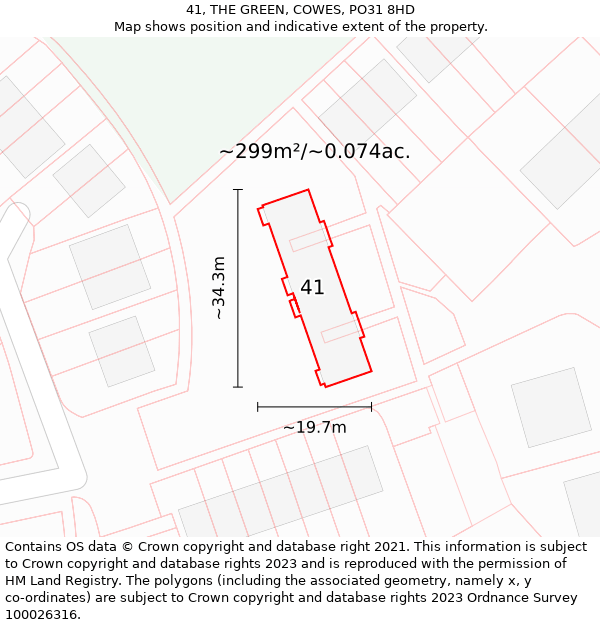 41, THE GREEN, COWES, PO31 8HD: Plot and title map