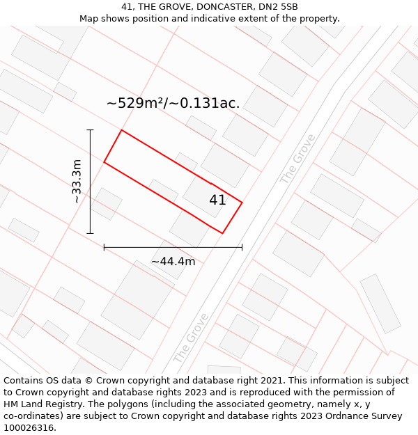 41, THE GROVE, DONCASTER, DN2 5SB: Plot and title map