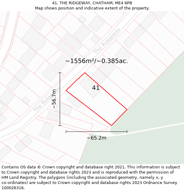 41, THE RIDGEWAY, CHATHAM, ME4 6PB: Plot and title map