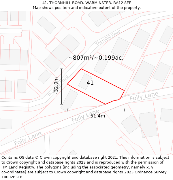 41, THORNHILL ROAD, WARMINSTER, BA12 8EF: Plot and title map