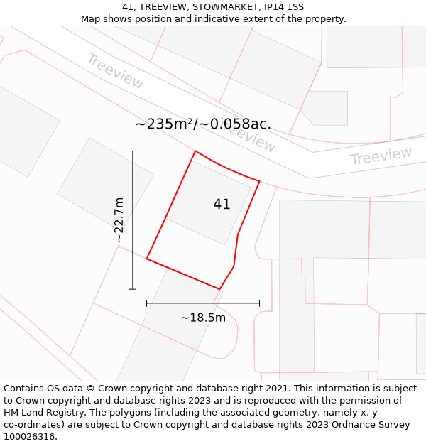 41, TREEVIEW, STOWMARKET, IP14 1SS: Plot and title map