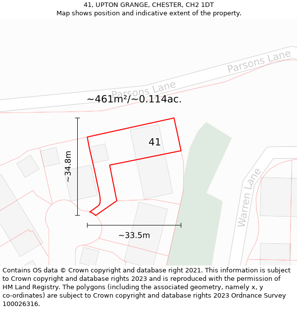 41, UPTON GRANGE, CHESTER, CH2 1DT: Plot and title map