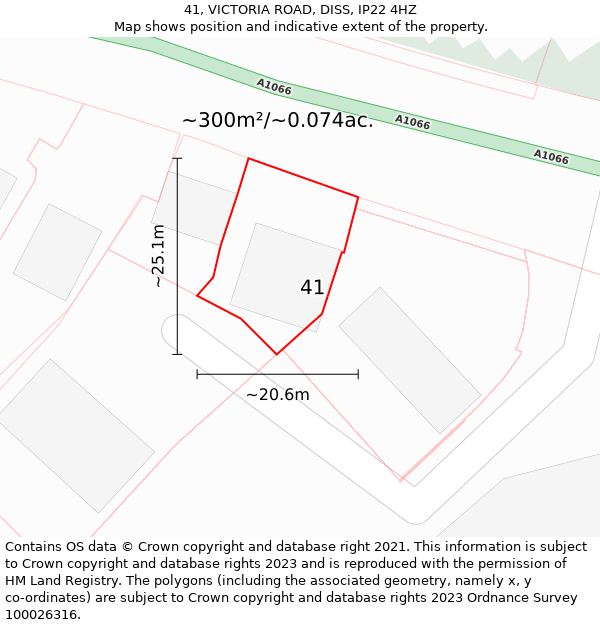 41, VICTORIA ROAD, DISS, IP22 4HZ: Plot and title map