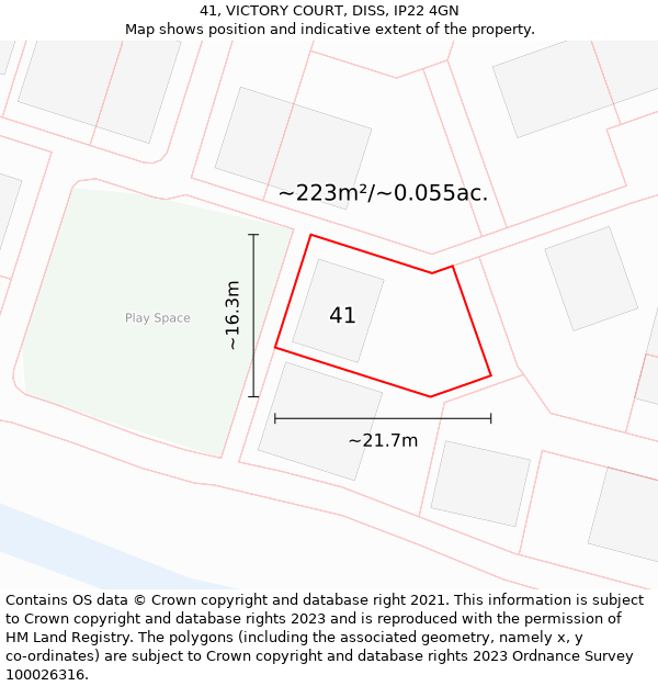 41, VICTORY COURT, DISS, IP22 4GN: Plot and title map