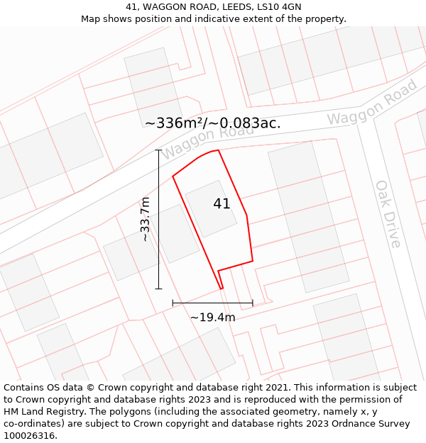 41, WAGGON ROAD, LEEDS, LS10 4GN: Plot and title map