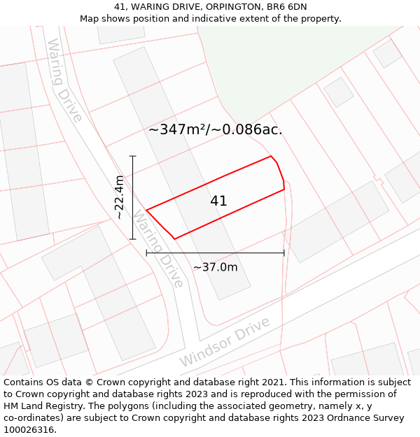 41, WARING DRIVE, ORPINGTON, BR6 6DN: Plot and title map