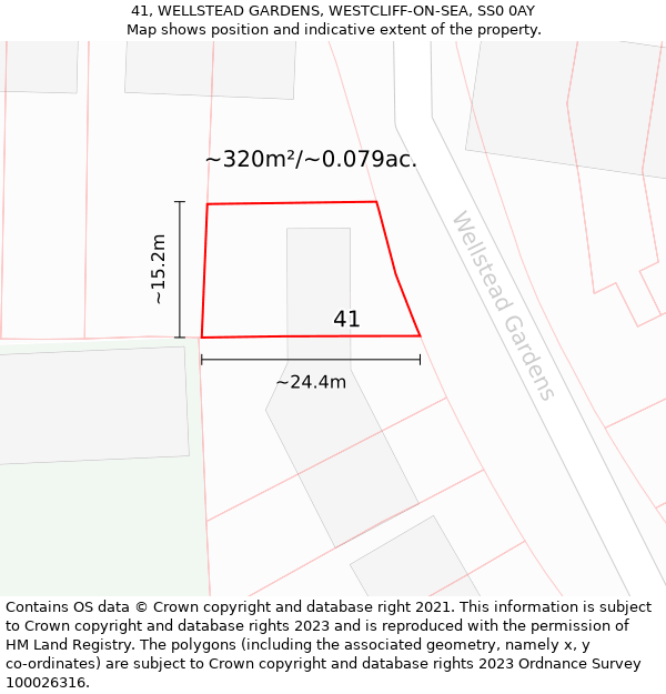 41, WELLSTEAD GARDENS, WESTCLIFF-ON-SEA, SS0 0AY: Plot and title map