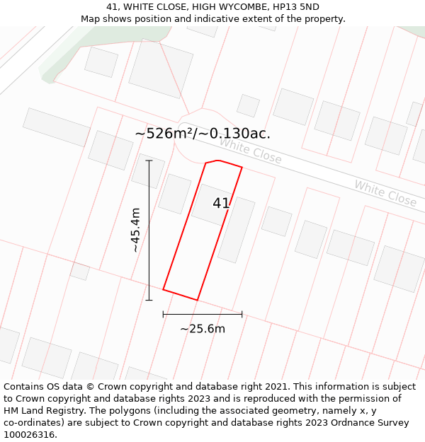 41, WHITE CLOSE, HIGH WYCOMBE, HP13 5ND: Plot and title map