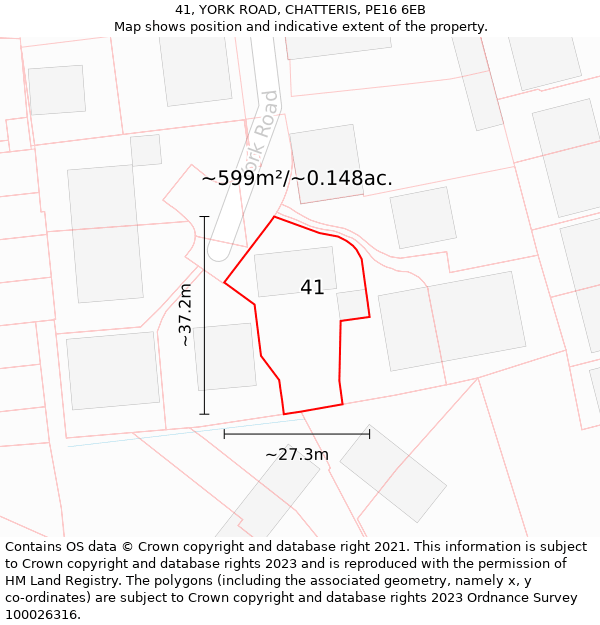 41, YORK ROAD, CHATTERIS, PE16 6EB: Plot and title map