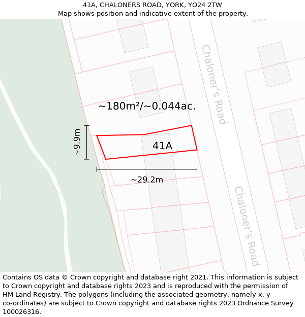 41A, CHALONERS ROAD, YORK, YO24 2TW: Plot and title map