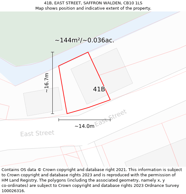 41B, EAST STREET, SAFFRON WALDEN, CB10 1LS: Plot and title map
