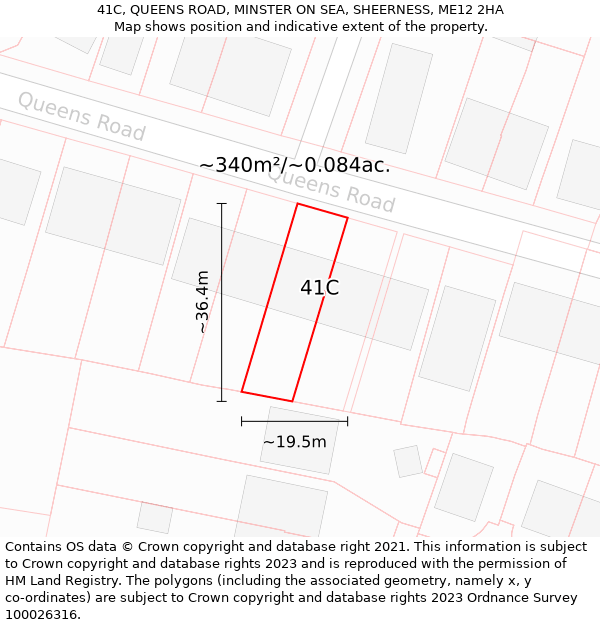 41C, QUEENS ROAD, MINSTER ON SEA, SHEERNESS, ME12 2HA: Plot and title map