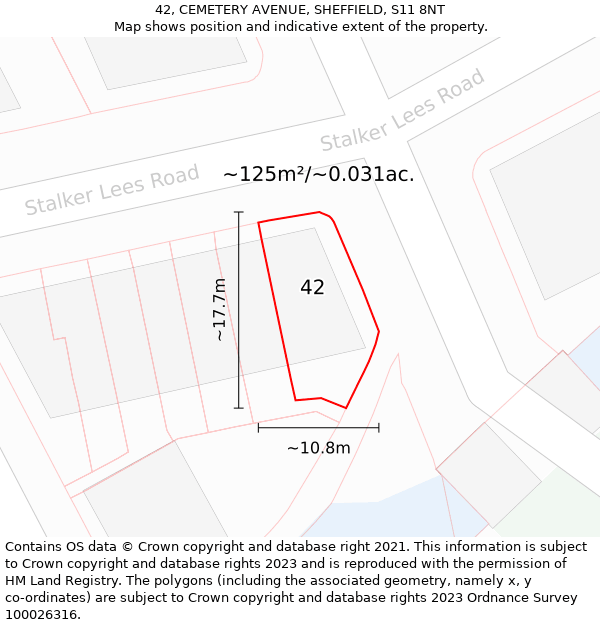 42, CEMETERY AVENUE, SHEFFIELD, S11 8NT: Plot and title map