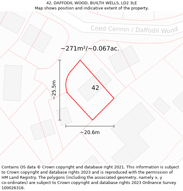 42, DAFFODIL WOOD, BUILTH WELLS, LD2 3LE: Plot and title map