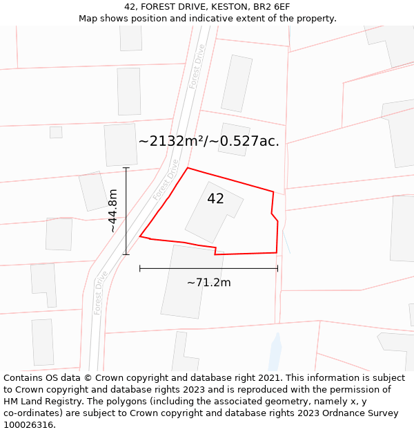 42, FOREST DRIVE, KESTON, BR2 6EF: Plot and title map