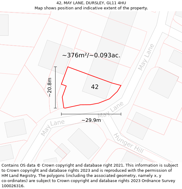 42, MAY LANE, DURSLEY, GL11 4HU: Plot and title map