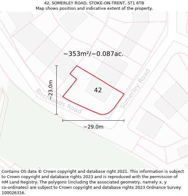 42, SOMERLEY ROAD, STOKE-ON-TRENT, ST1 6TB: Plot and title map