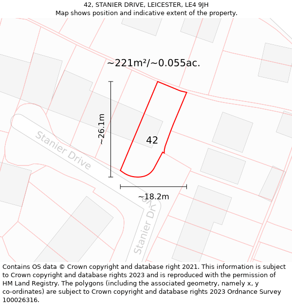 42, STANIER DRIVE, LEICESTER, LE4 9JH: Plot and title map