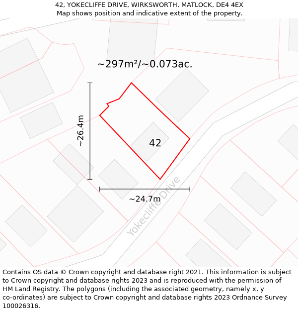 42, YOKECLIFFE DRIVE, WIRKSWORTH, MATLOCK, DE4 4EX: Plot and title map