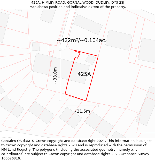 425A, HIMLEY ROAD, GORNAL WOOD, DUDLEY, DY3 2SJ: Plot and title map